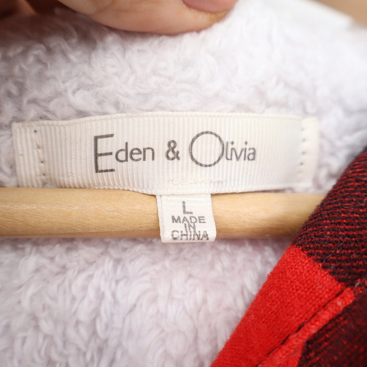 Eden & Olivia Red Black Buffalo Plaid Sherpa Lined Flannel Shirt Large
