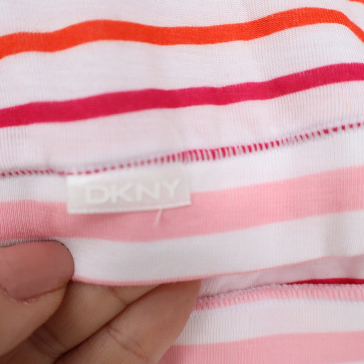 DKNY Womens Pink Orange Striped Modal Bralette Scoop Neck Large