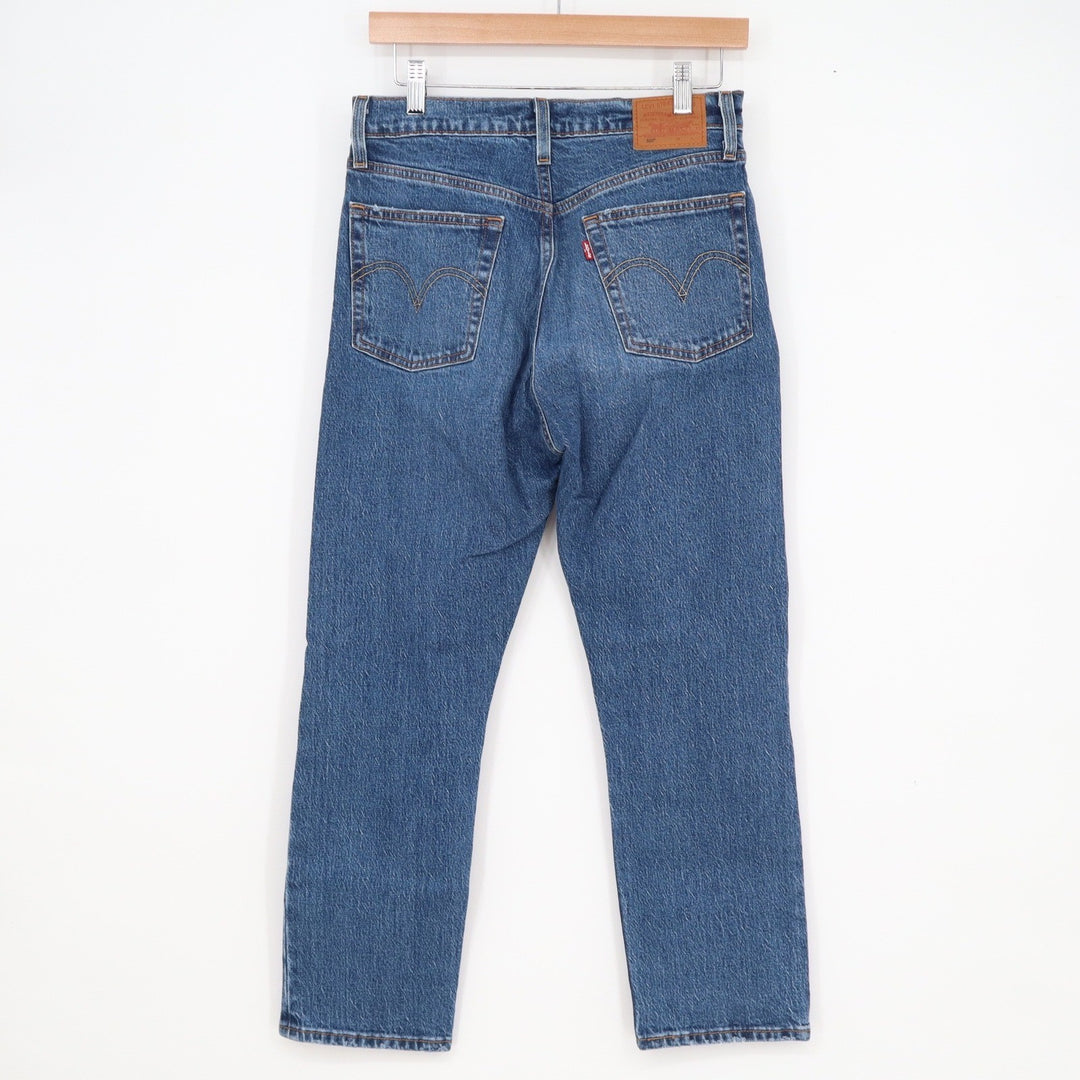 Levis Premium 501 Original Cropped Distressed Jeans Blue 28x26 Medium Wash