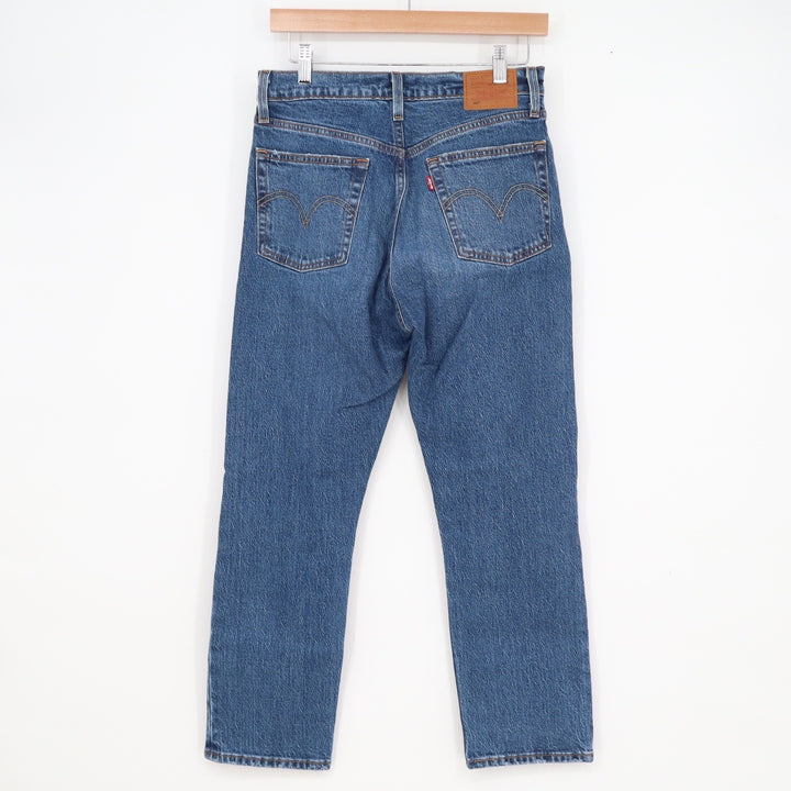 Levis Premium 501 Original Cropped Distressed Jeans Blue 28x26 Medium Wash