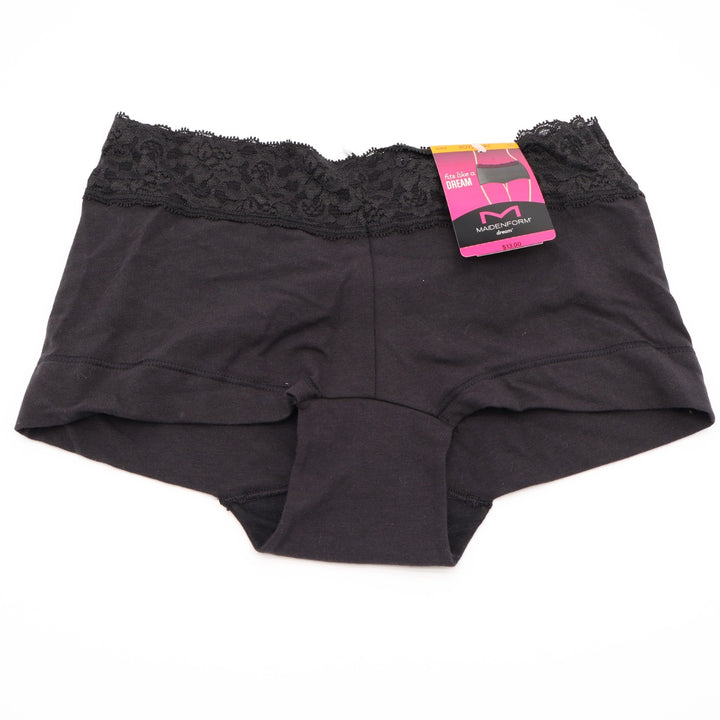 Maidenform Boyshort Womens S Navy Cotton Stretch Lace Waist Full Back Coverage