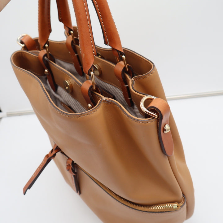 Dooney & Bourke Satchel Womens Large Leather Tan Crossbody Handbag Excellent
