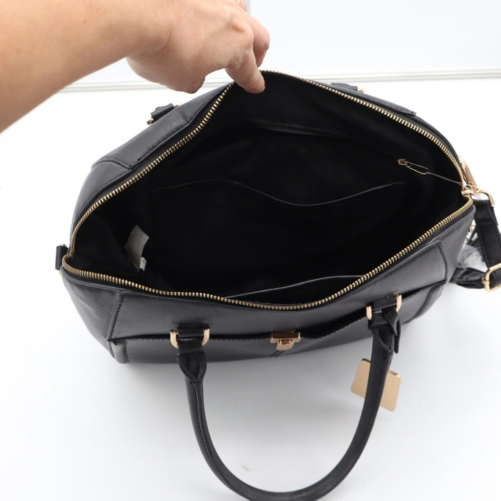 Target Black Faux Leather Satchel Crossbody Handbag Gold Hardware