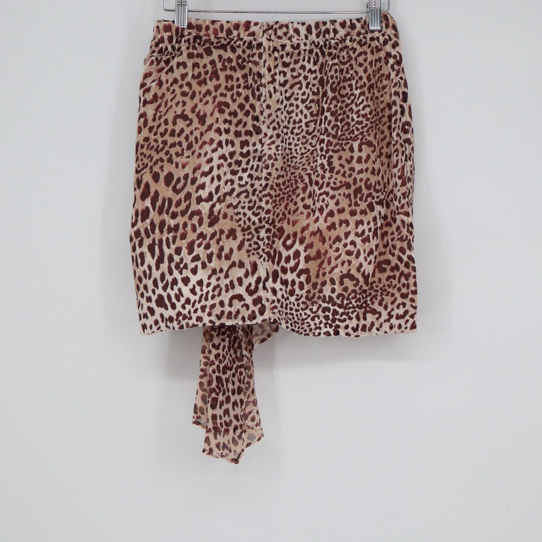 Naked Wardrobe The Statement Leopard Print Ruffle Mini Skirt Brown Small