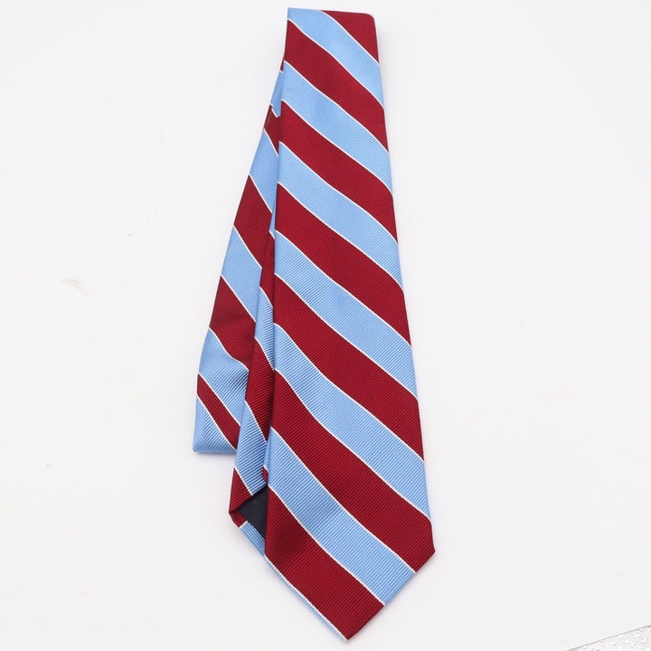 Brooks Brothers 346 Mens Silk Rep Stripe Tie Burgundy Light Blue Made in USA