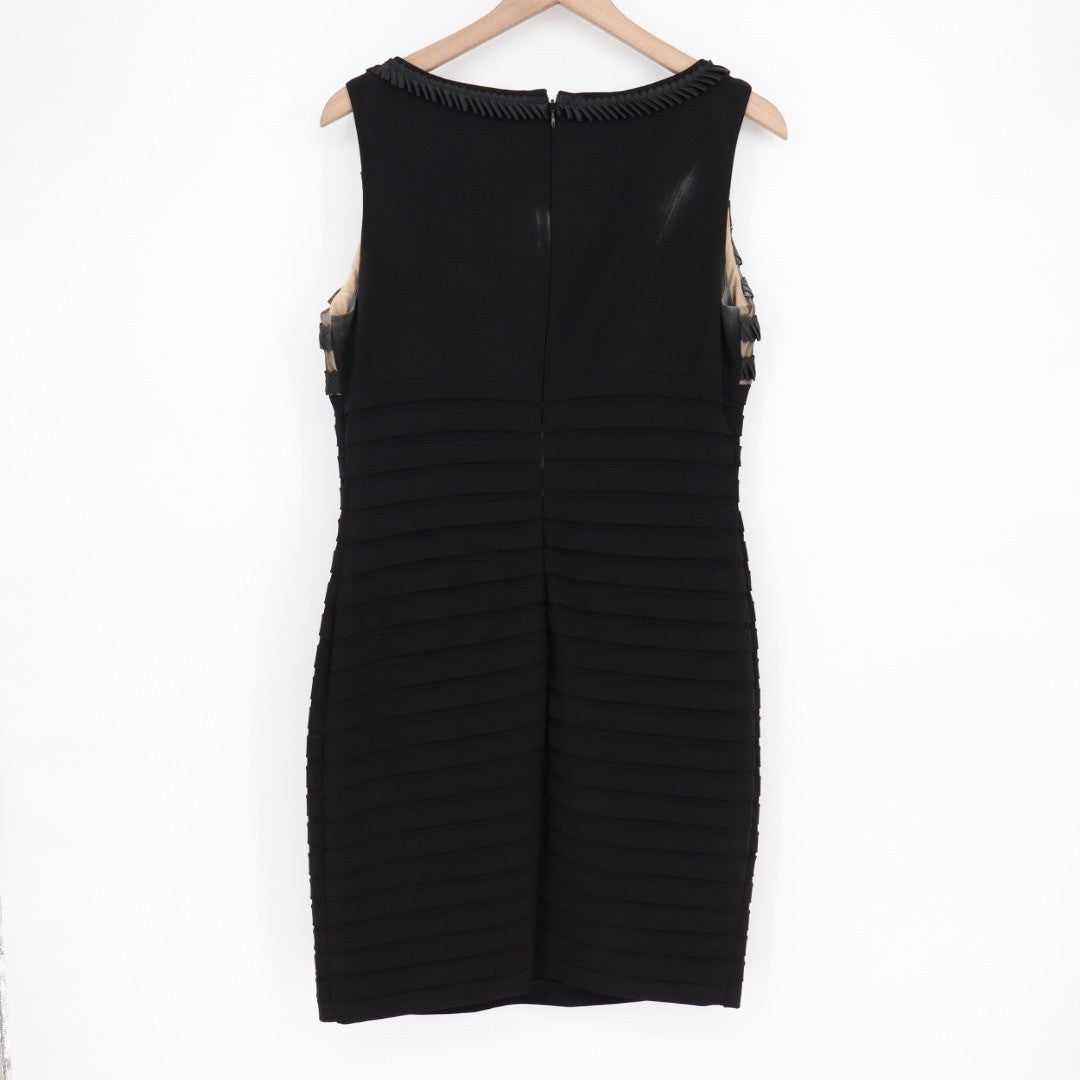 Adrianna Papell Black Sheath Dress With Embellished Neckline Size 12