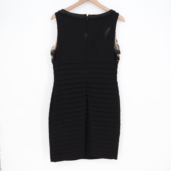Adrianna Papell Black Sheath Dress With Embellished Neckline Size 12