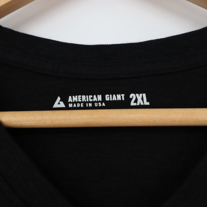 American Giant Mens Black V Neck T Shirt Size 2XL Made in USA Cotton
