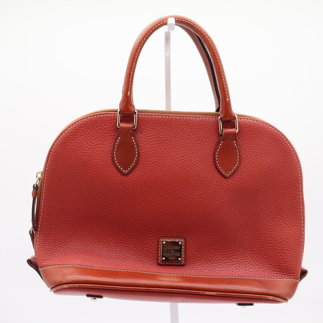 Dooney & Bourke Satchel Womens Medium Zip Zip Pebbled Leather Orange Excellent