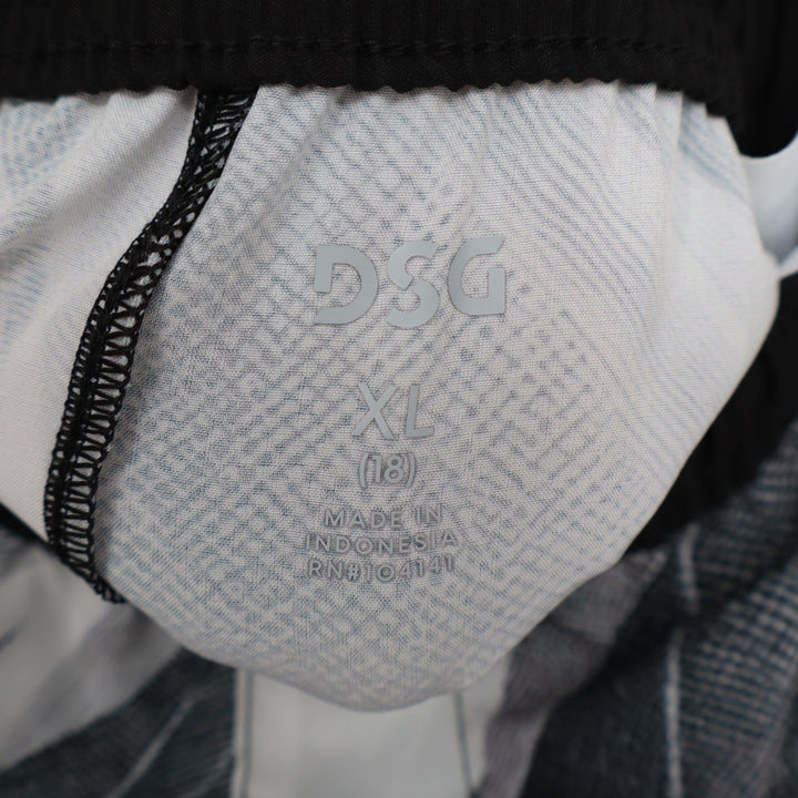 DSG Boys XL 18 Agility Shorts Black White Abstract Print Athletic