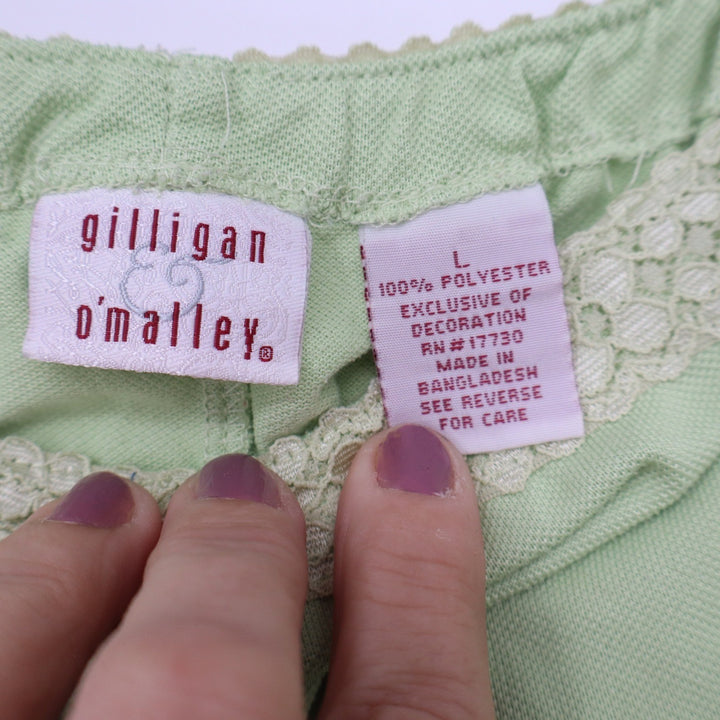 Gilligan & O'Malley Light Green Lace Trim Pajama Sleep Shorts Large 10870
