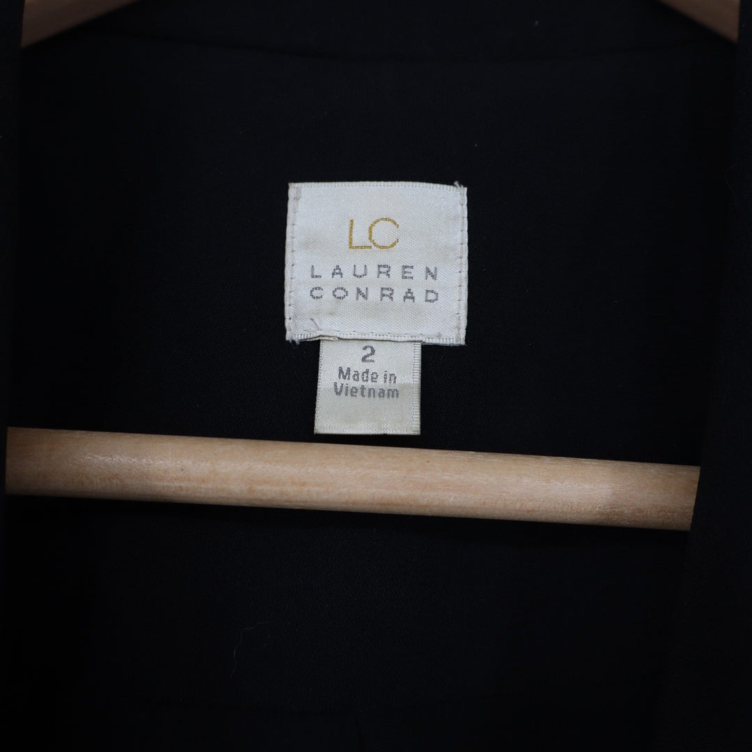LC Lauren Conrad Blazer Womens 2 Open Front Black Shawl Collar Excellent
