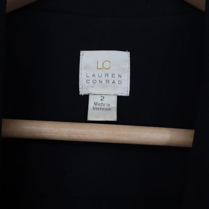 LC Lauren Conrad Blazer Womens 2 Open Front Black Shawl Collar Excellent