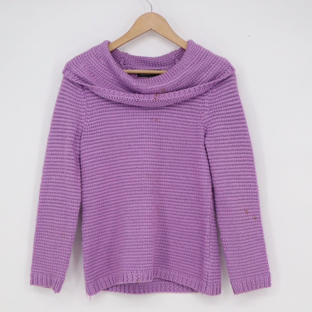 Jones New York Collection Petite Purple Cowl Neck Chunky Knit Sweater PS
