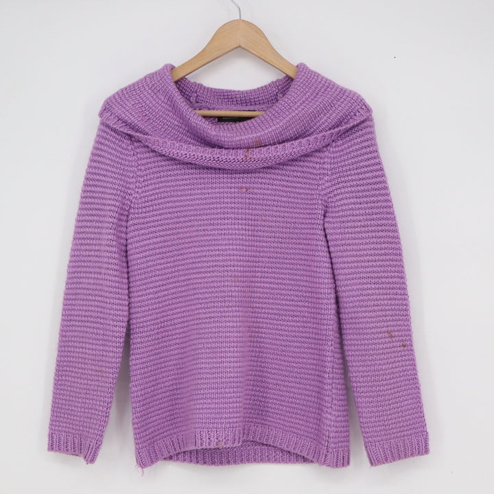 Jones New York Collection Petite Purple Cowl Neck Chunky Knit Sweater PS