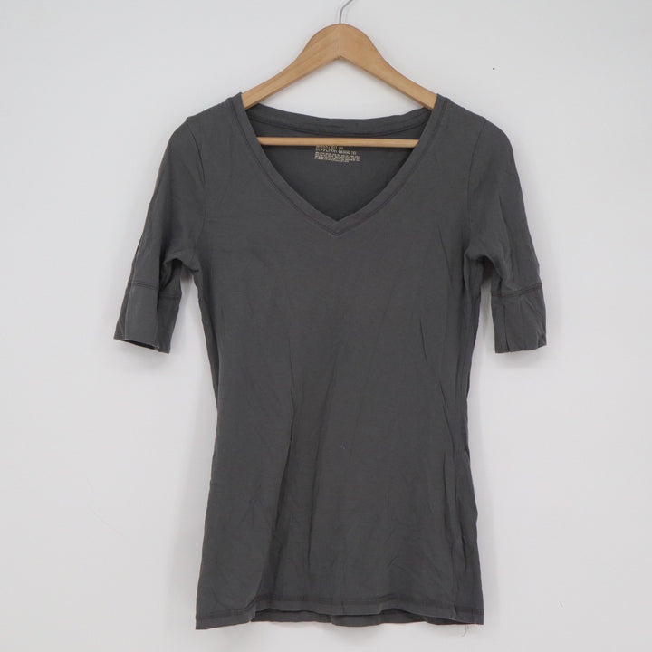 Mossimo Supply Co Womens Medium Gray V-Neck Elbow Sleeve Cotton Casual Tee Shirt