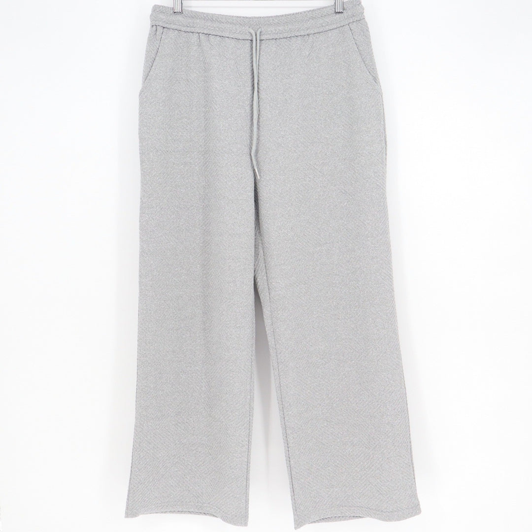 Unbranded Heather Grey Wide Leg Textured Lounge Pants Large Drawstring Knit L