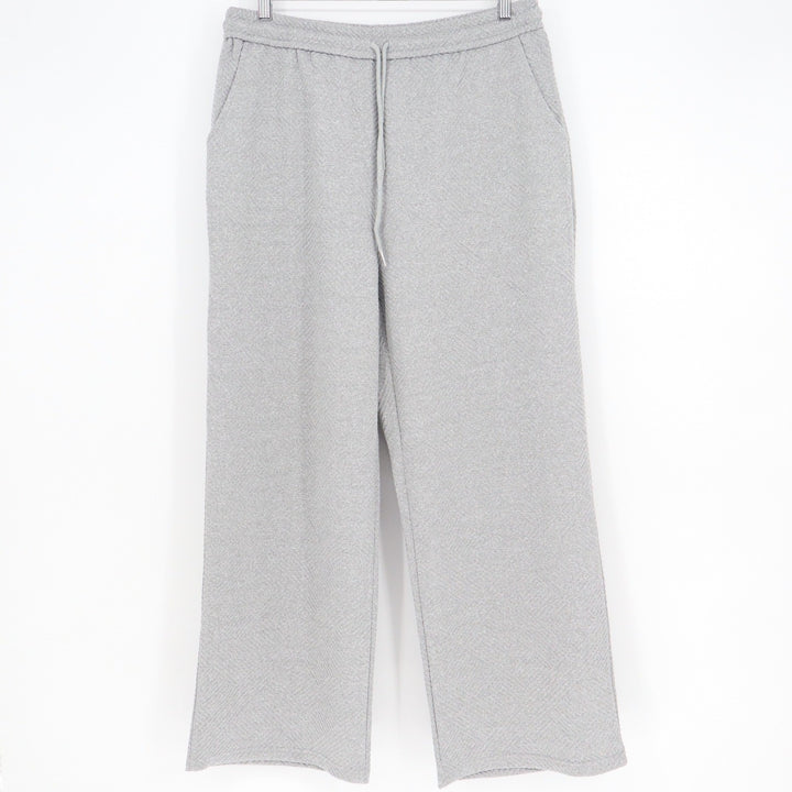 Unbranded Heather Grey Wide Leg Textured Lounge Pants Large Drawstring Knit L