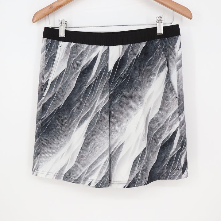 DSG Boys XL 18 Agility Shorts Black White Abstract Print Athletic