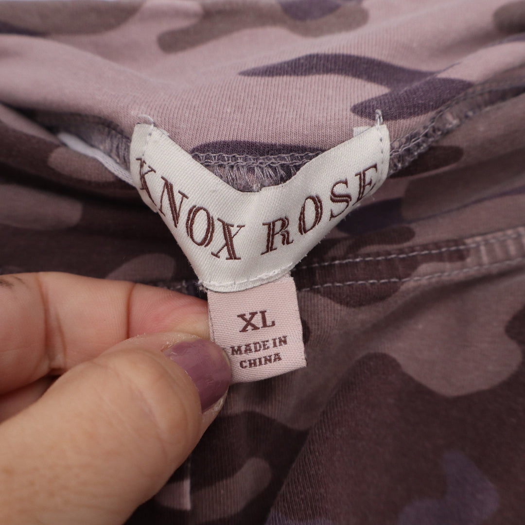 Knox Rose Womens XL Camo Moto Leggings Purple Brown Camouflage Stretch Pants
