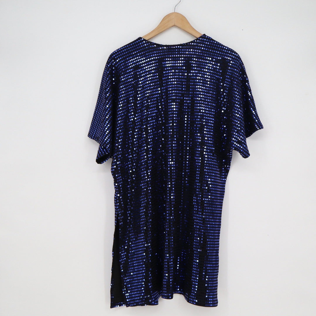 Paperoc Womens Blue Sequin Open Front Kimono Cardigan Jacket Size M