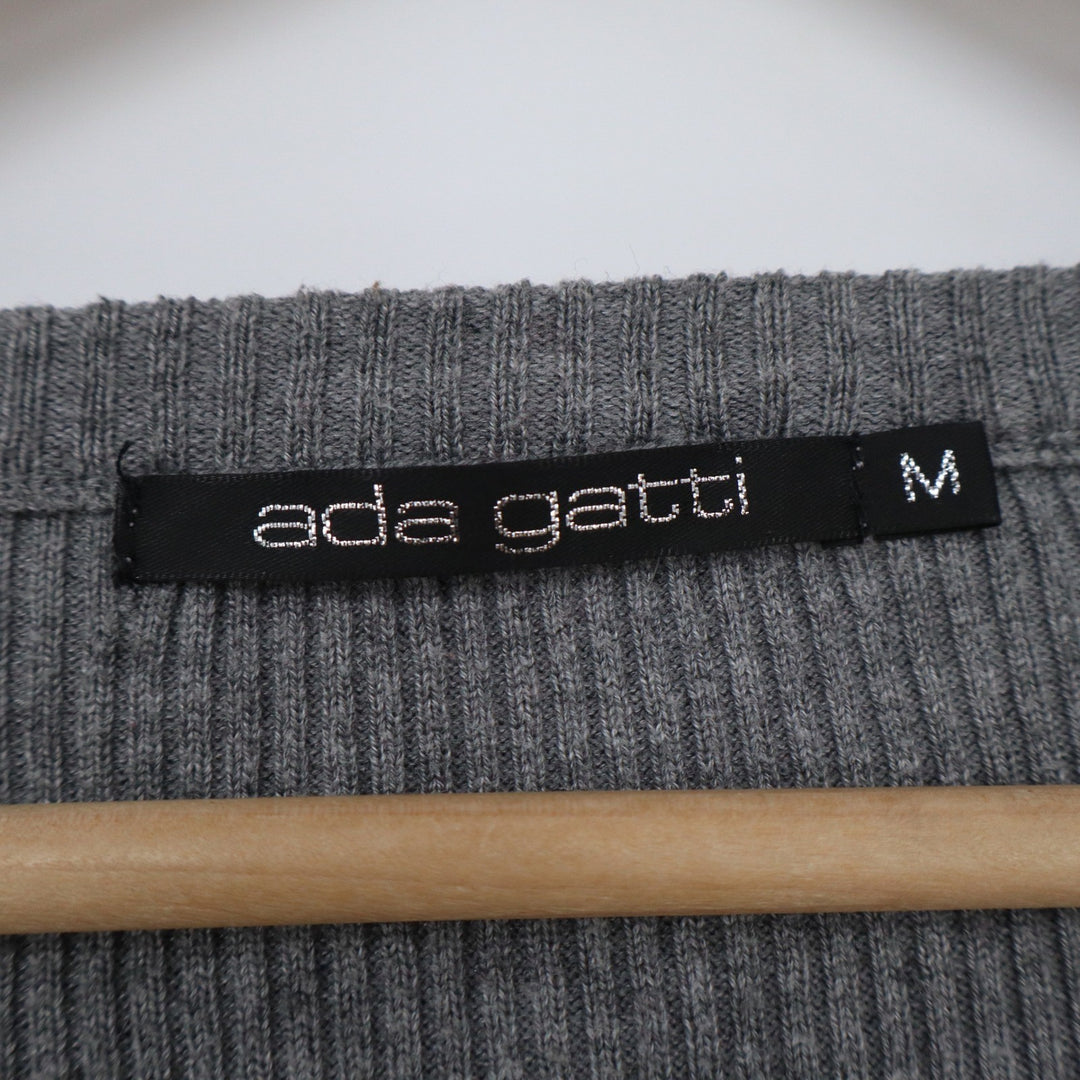 Ada Gatti Womens Grey Ribbed Tie Front Empire Waist Cardigan Sweater M