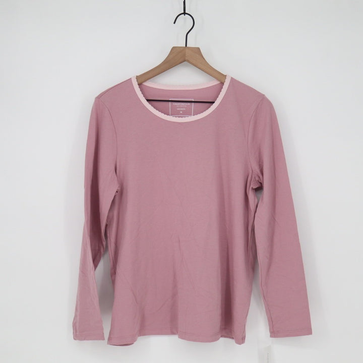 Charter Club Intimates Pajama Top Womens M Blush Cotton Long-Sleeve Crew Neck