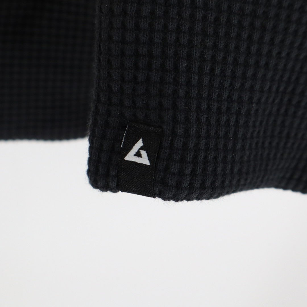 American Giant Summit Hoodie Mens 2XL Black Cotton Waffle Knit Kangaroo Pocket