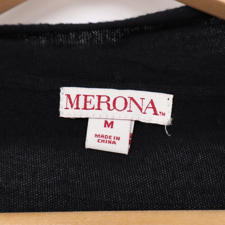 Merona Longline Cardigan Sweater Womens M Black Long Sleeve Pockets Open Front