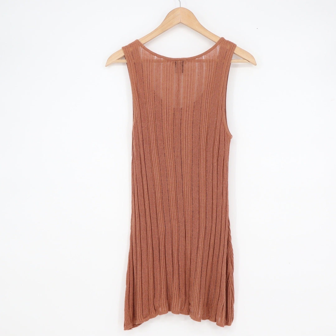 Ann Taylor Linen Cotton Ribbed Knit Tank Top Terracotta Rust Medium