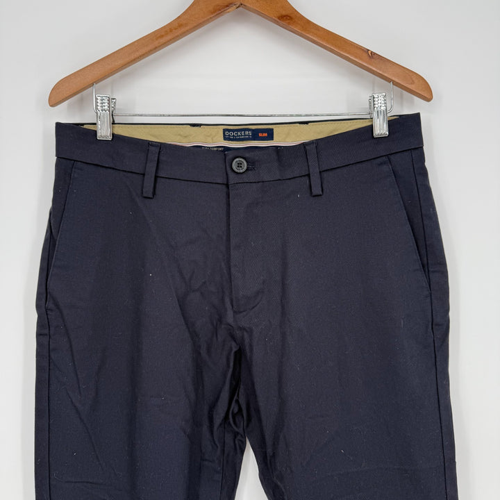 Dockers Flex Comfort Chino Pants Mens 32x32 Blue Cotton Slim Flat Front Business