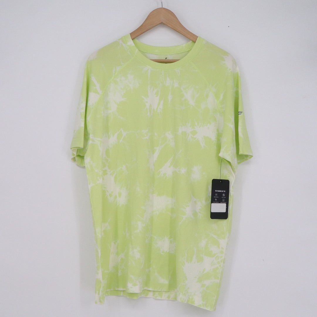 Fabletics Mens Training Day Tee XL Lime Green Tie Dye Performance Shirt NEW