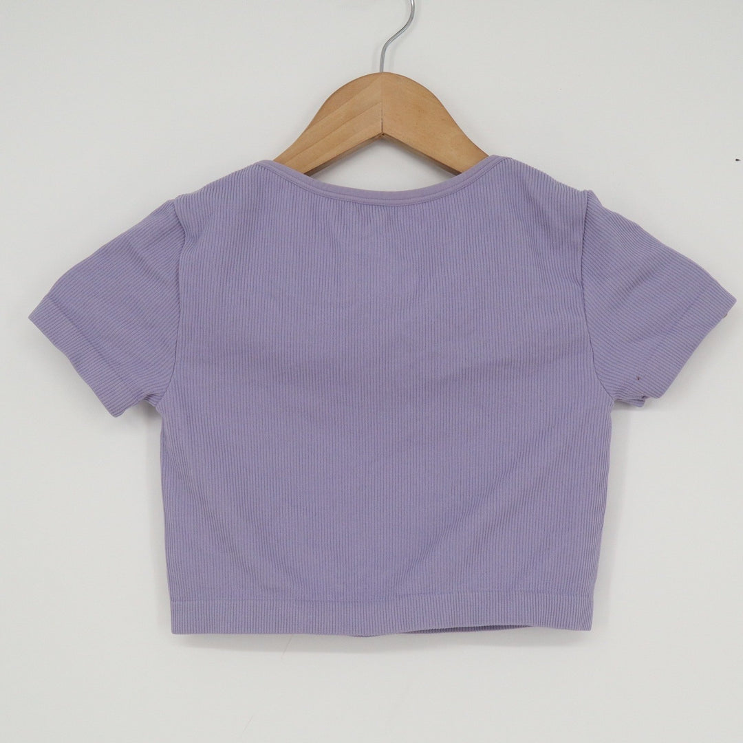 Art Class Girls Ribbed Seamless Crop Top Purple Short Sleeve Size M 8