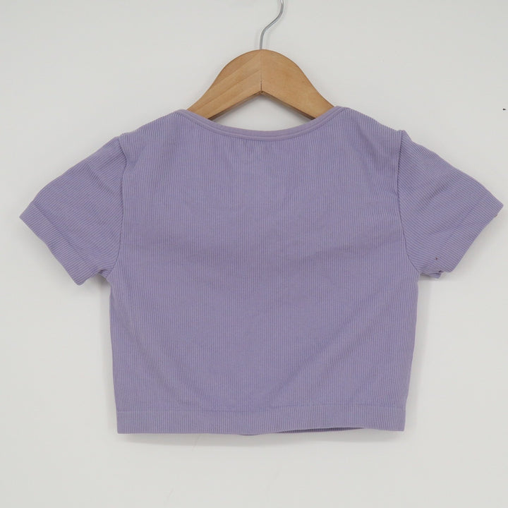 Art Class Girls Ribbed Seamless Crop Top Purple Short Sleeve Size M 8