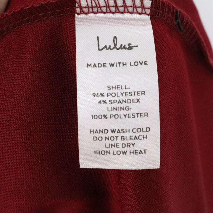 Lulus Burgundy Wine V-Neck Bodycon Wrap Tulip Skirt Cocktail Dress Medium NEW