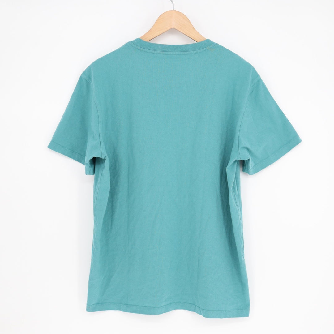 American Giant T-Shirt Mens Medium Aqua Cotton Front Pocket Crew Neck Pullover