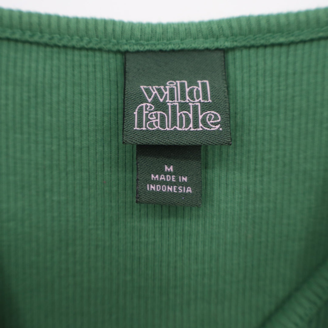 Wild Fable Mini Dress Womens Medium Green Cotton Stretch Ribbed Spaghetti Strap