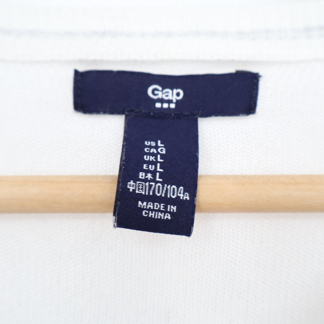 Gap Cardigan Sweater Womens Large White Knit Ribbed Button Front Round Neck
