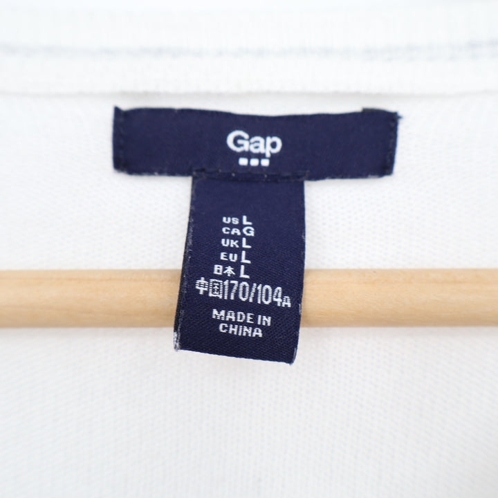 Gap Cardigan Sweater Womens Large White Knit Ribbed Button Front Round Neck