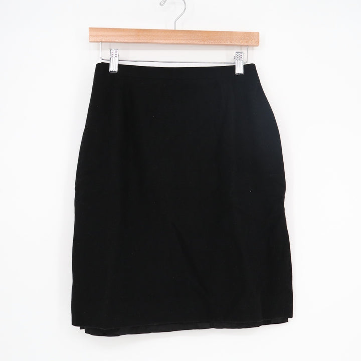 Vintage Burberrys Straight & Pencil Skirt Womens 40 Black Wool Lined Back Zip