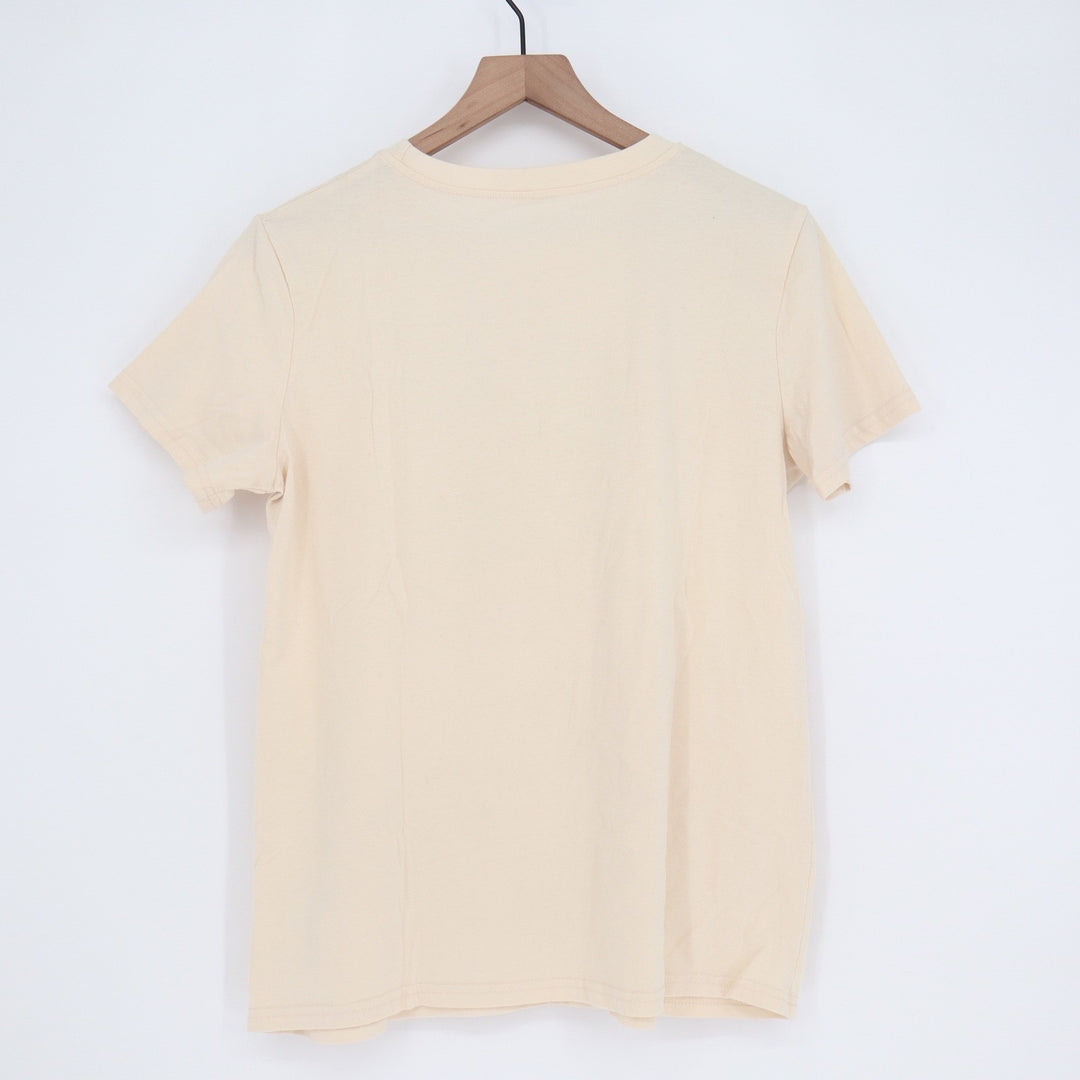 Queen Band T-Shirt Cream Graphic Crest Logo Short Sleeve Rock Tee Large