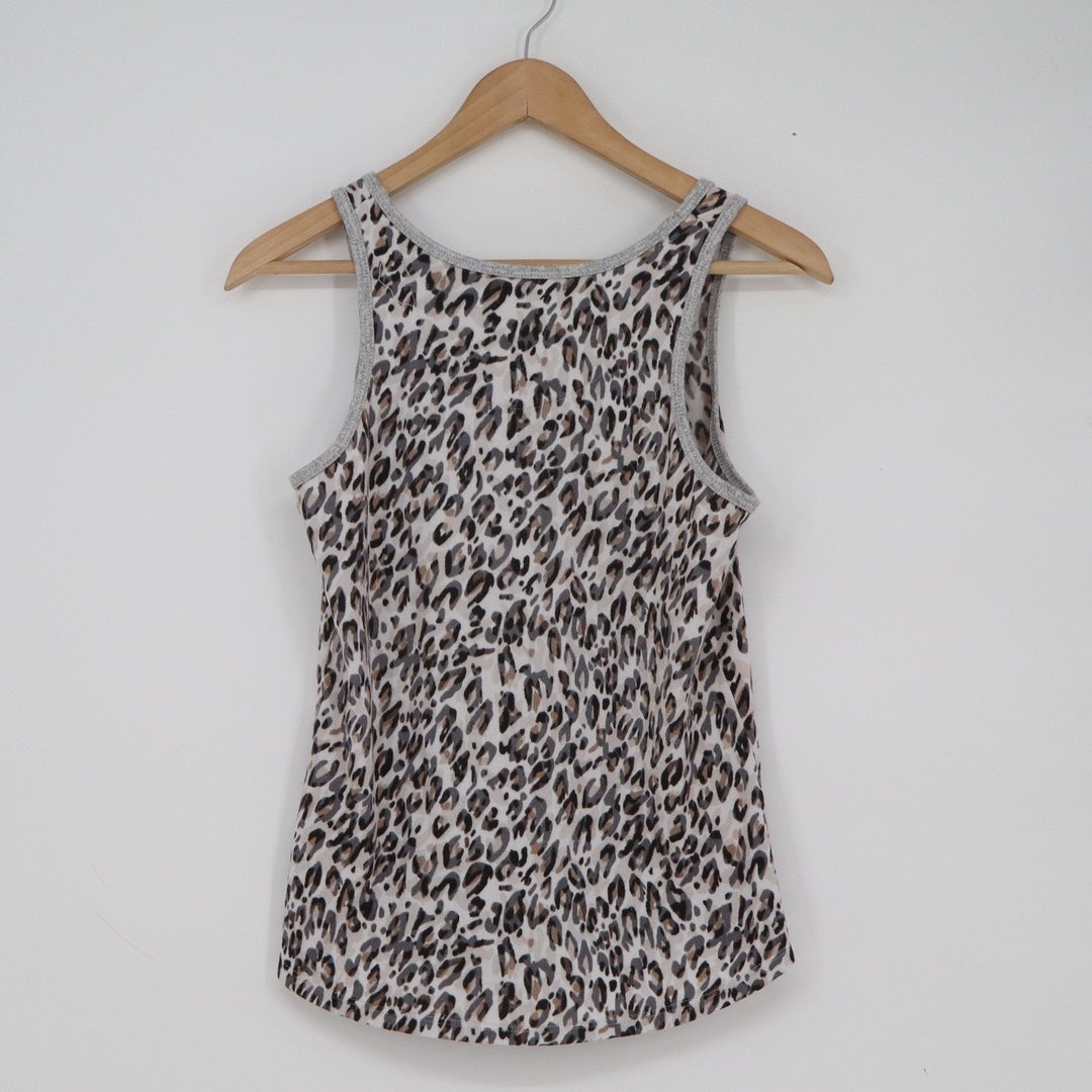 Live Love Lounge Karen Neuburger Leopard Print Tank Top Gray Small