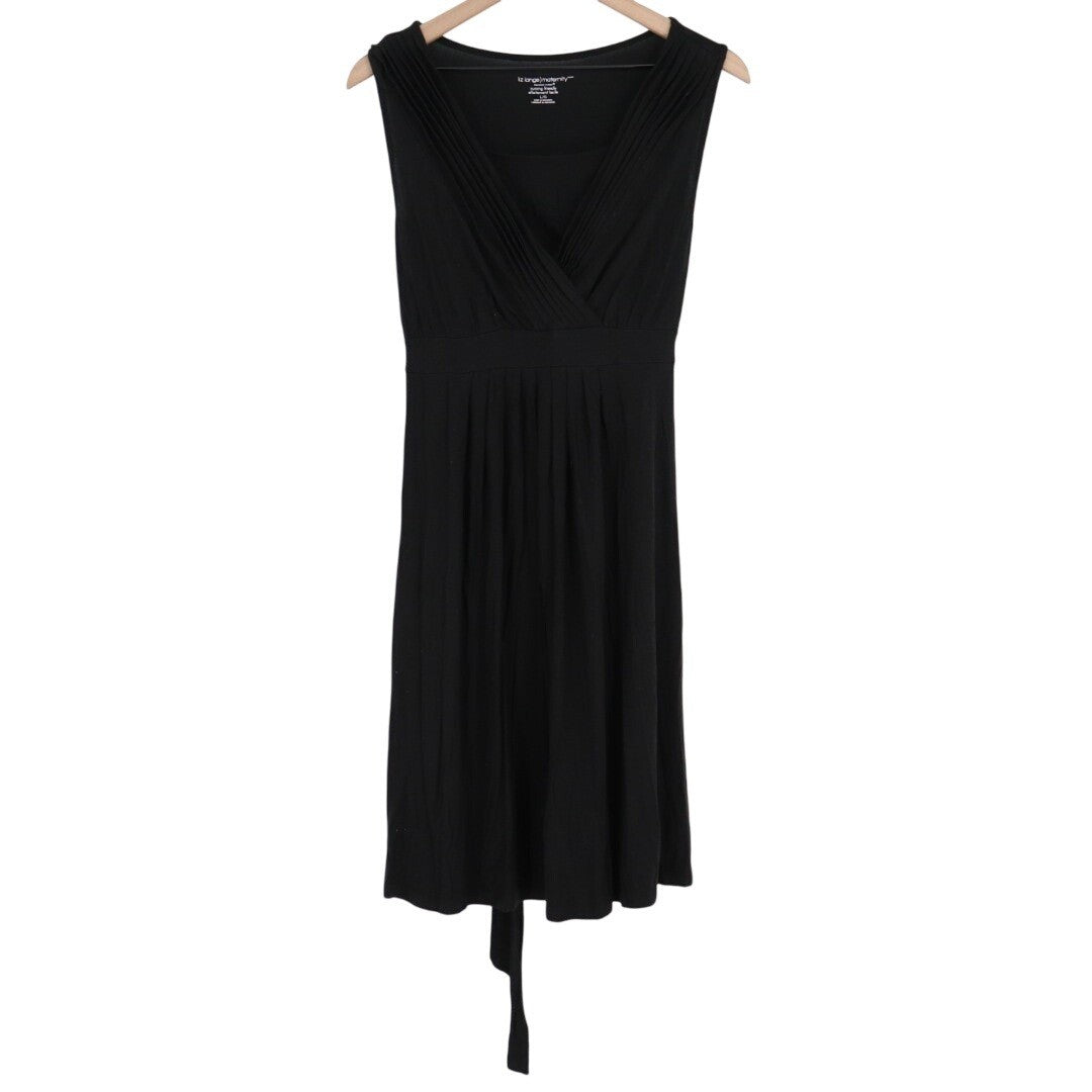Liz Lange Maternity Nursing Friendly Fit & Flare Dress Women Large Black Stretch