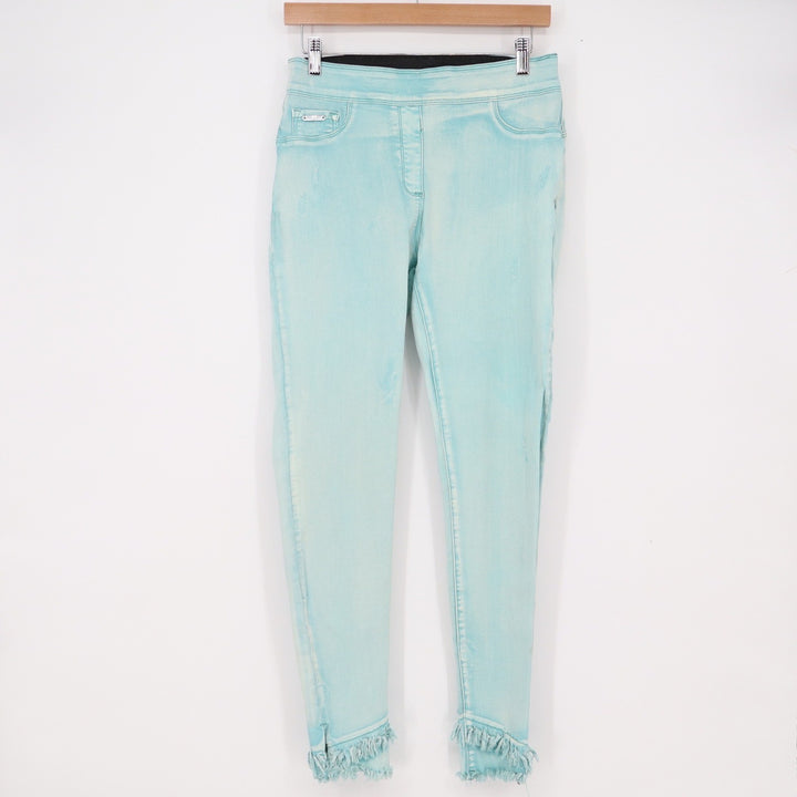 Coco + Carmen Jeggings Womens M Skinny Acid Wash Light Blue Fringe Hem Excellent