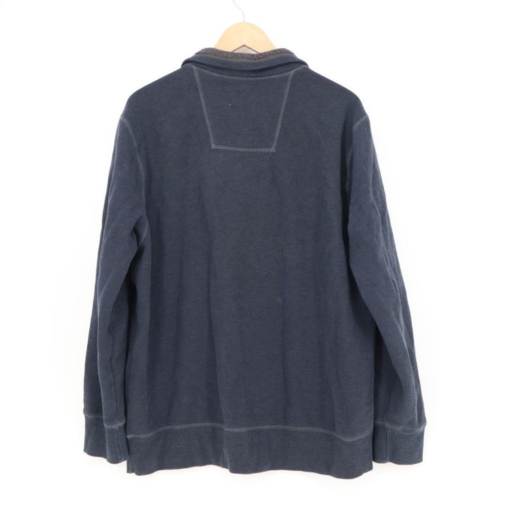 G.H. Bass & Co. Sweater Mens Large Blue Cotton Knitted Long Sleeve Mock Neck
