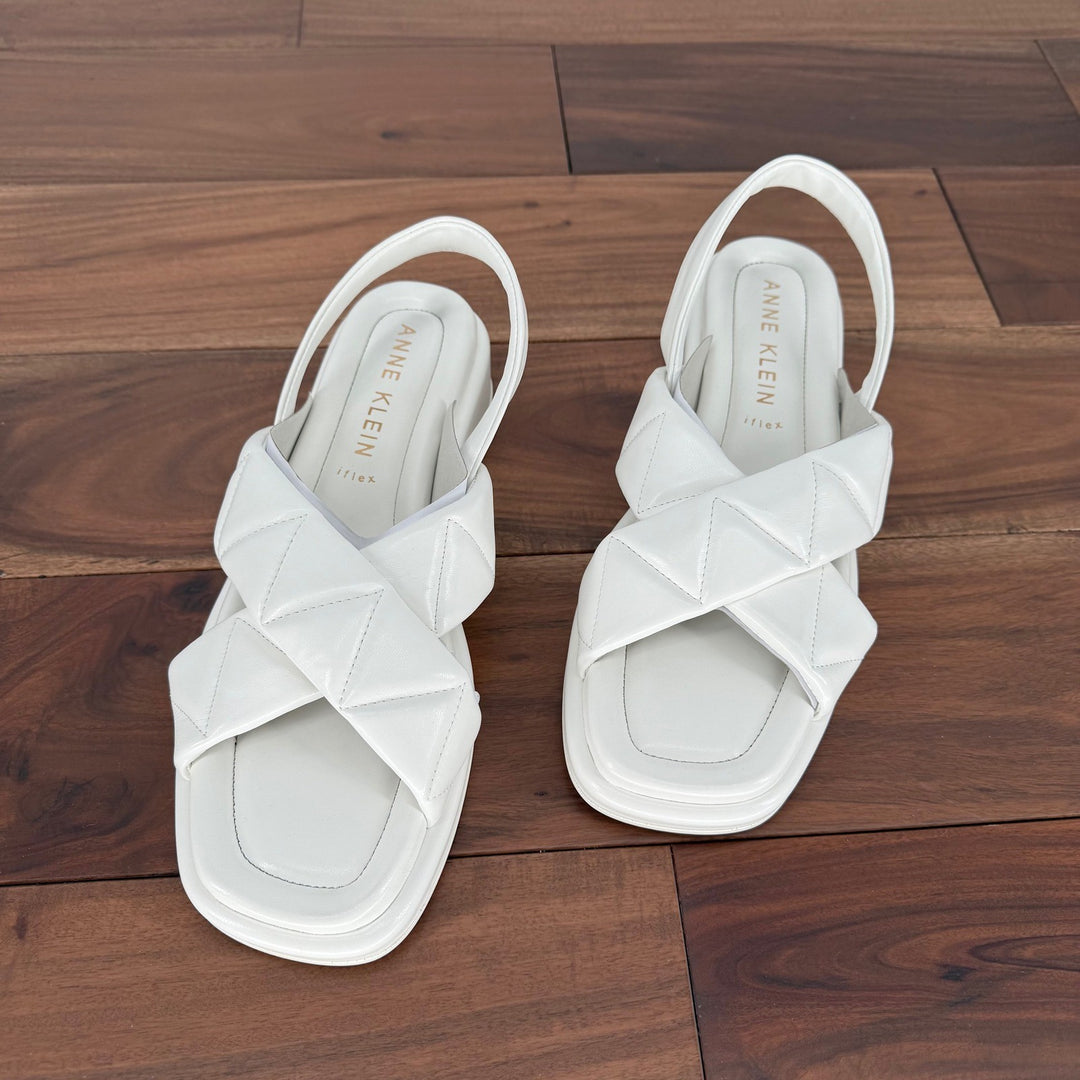 Anne Klein Akartise White Memory Foam Slingback Sandals Women's 8.5M
