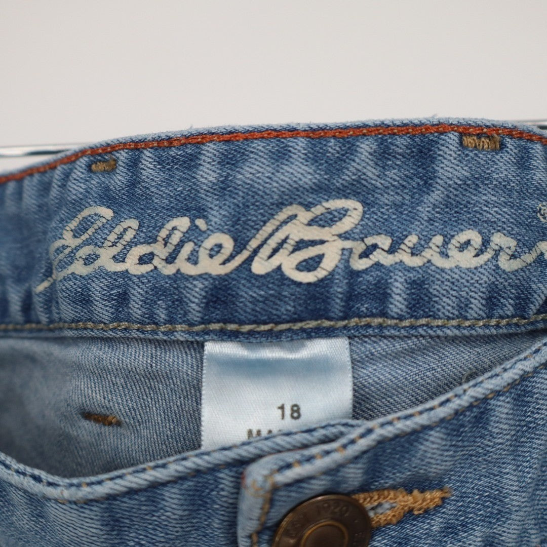 Eddie Bauer Jeans Womens 18 Blue Denim Cotton Stretch High Rise Straight Leg