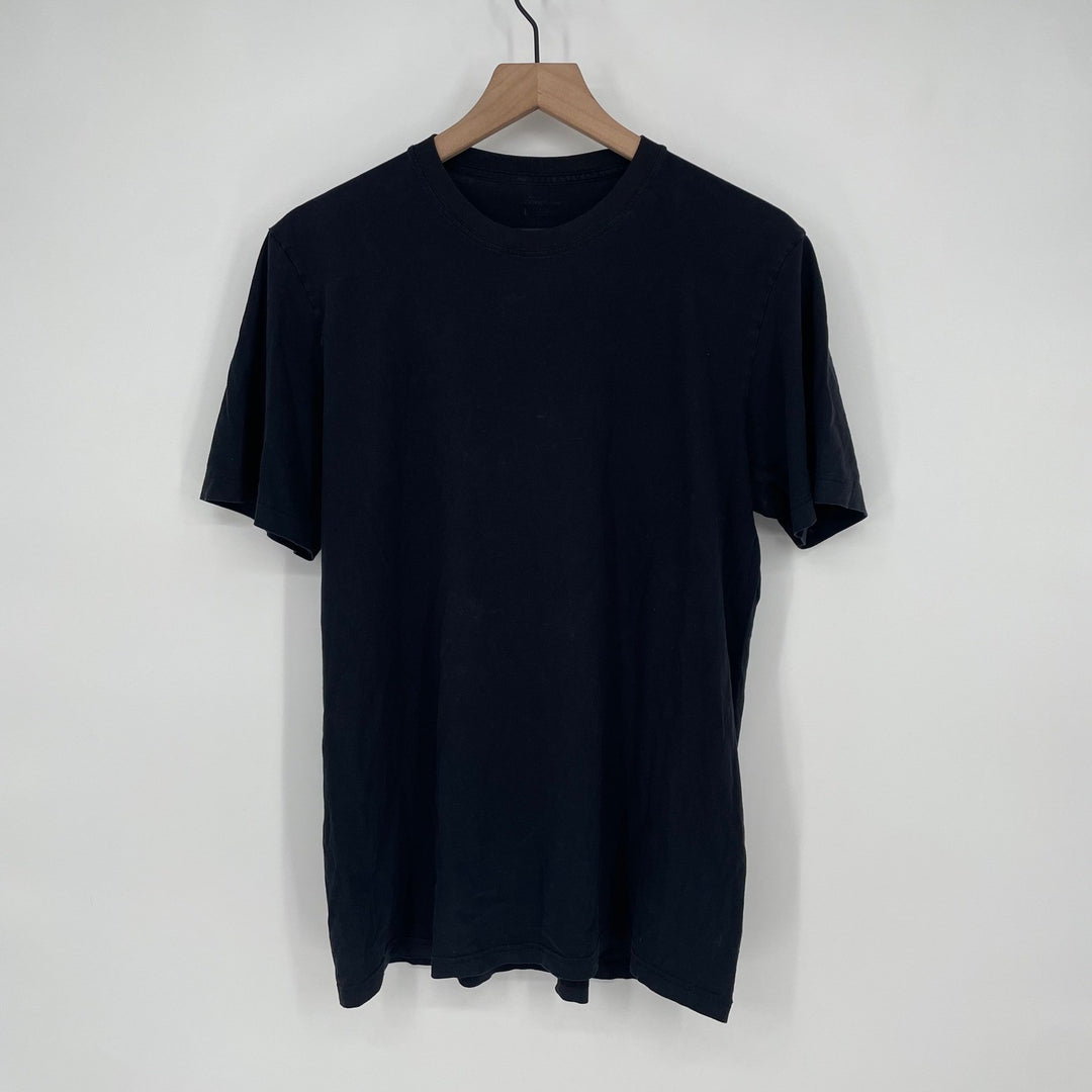 Black T Shirt Mens Size Large Short Sleeve Crew Neck Basic Top