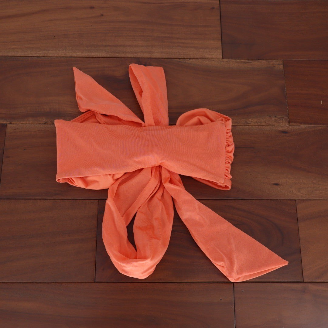 ASOS DESIGN Orange Bow Bandeau Bikini Top Swimsuit Beach Resort Size US 2