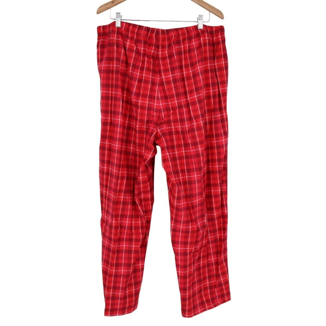 Charter Club Flannel 2-PC Pajamas Set Womens 2X Red Plaid Cotton Lapel Collar